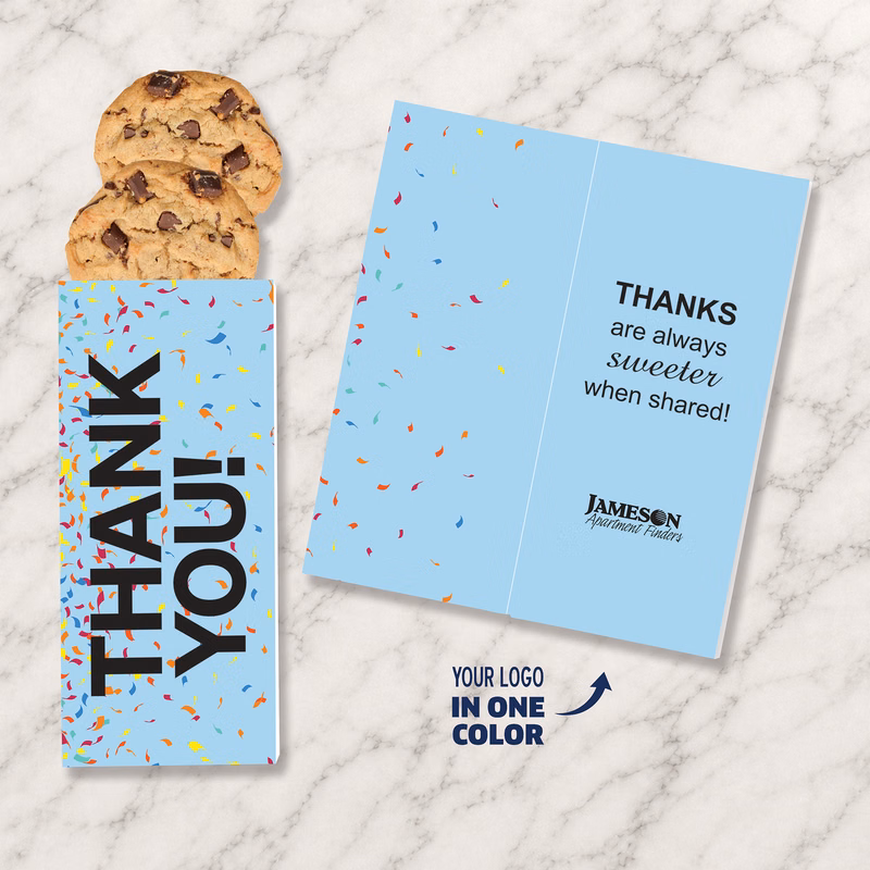 One Color Foil-Stamped Stock Gratitude Sweeter Cards with Chocolate Chip Cookies