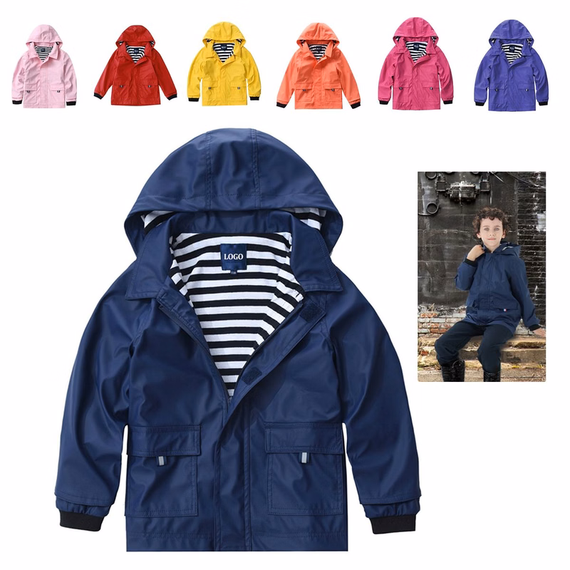 Boys And Girls Outdoor Camping PU Hooded Jacket