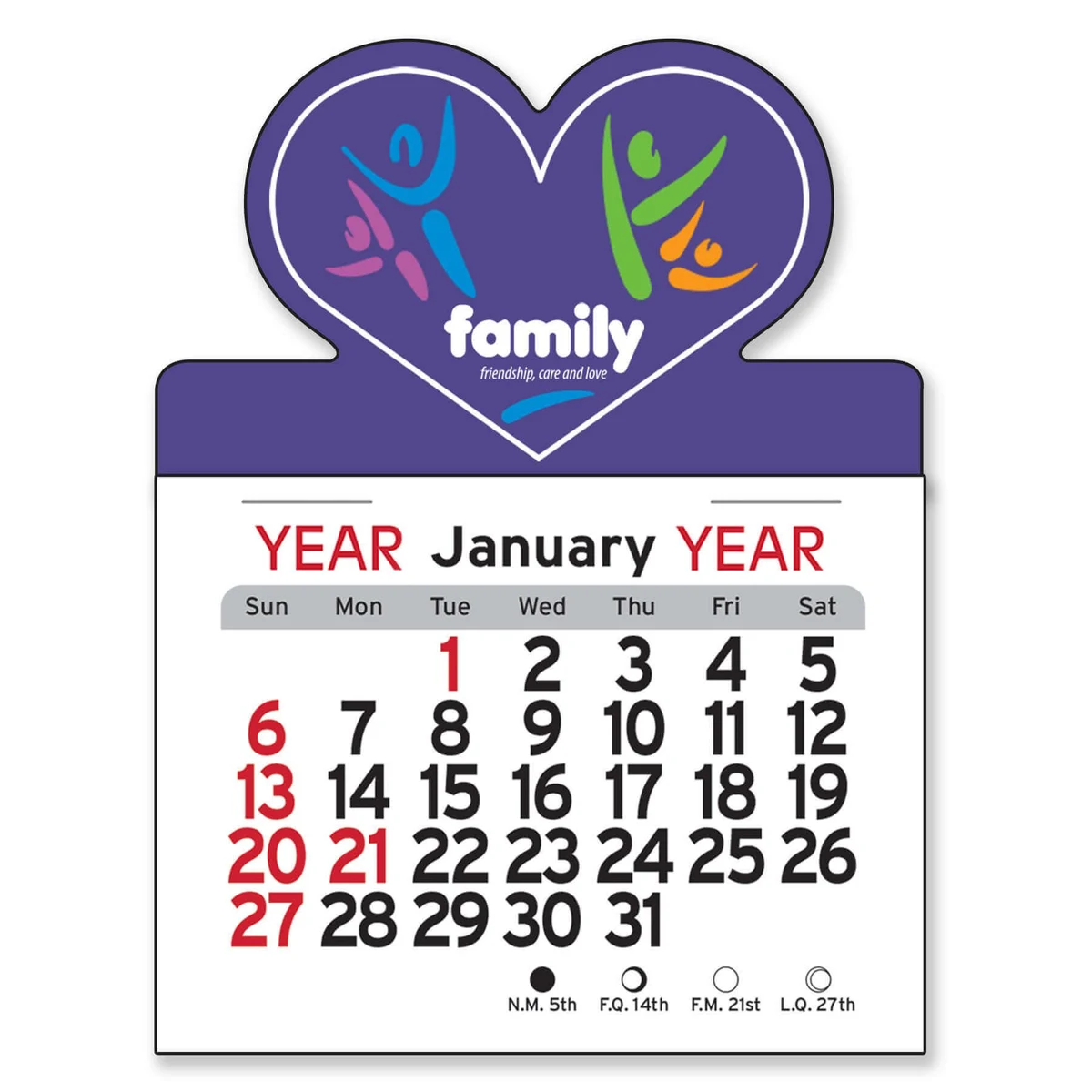 Adhesive Peel-N-Stick® Calendar - Heart 1