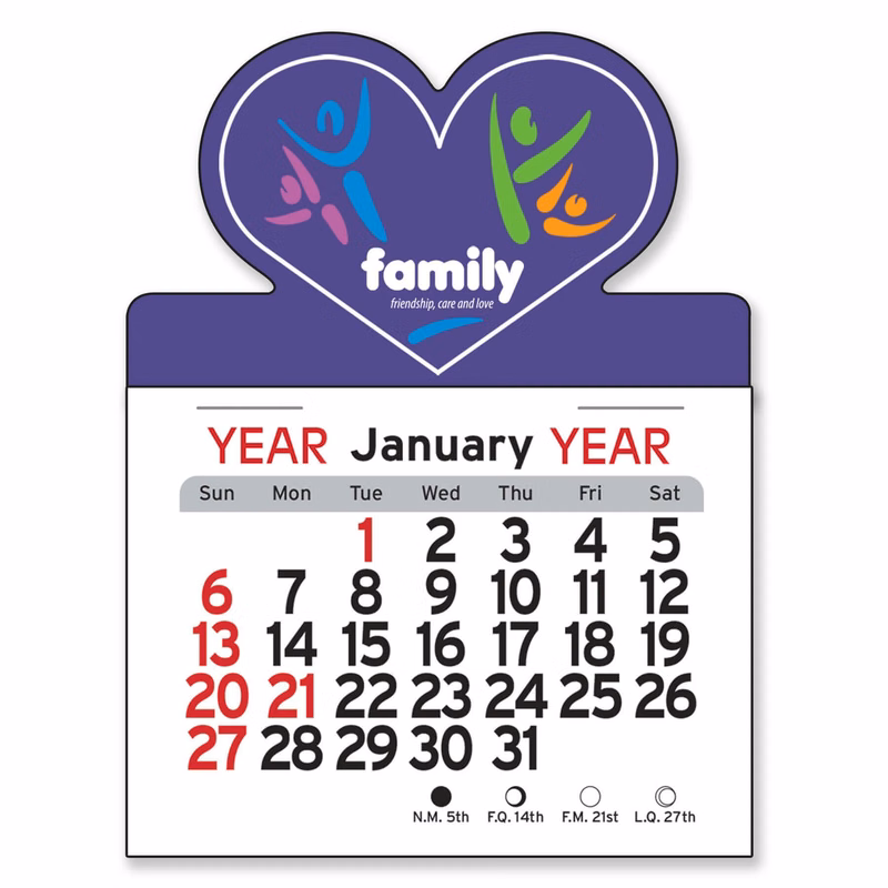 Adhesive Peel-N-Stick® Calendar - Heart