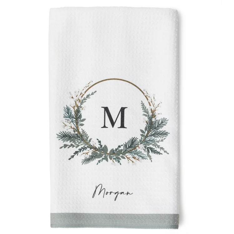 Holiday Monogram Kitchen Towel 1