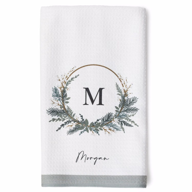 Holiday Monogram Kitchen Towel