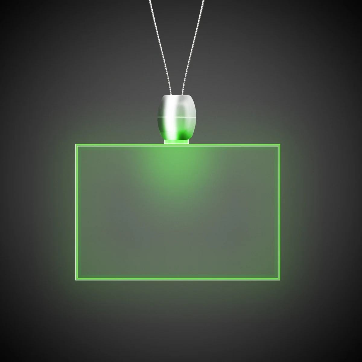 Rectangle Green Light-Up Acrylic Pendant Necklace 1