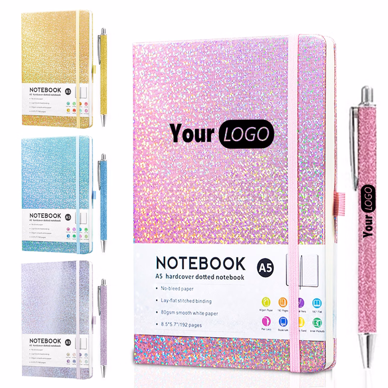 Glitter Hardcover Notebook with Pen