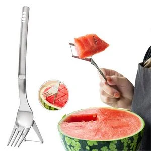 Stainless Steel Watermelon Fork With Integrated Cutter 1