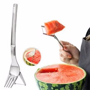 Stainless Steel Watermelon Fork With Integrated Cutter