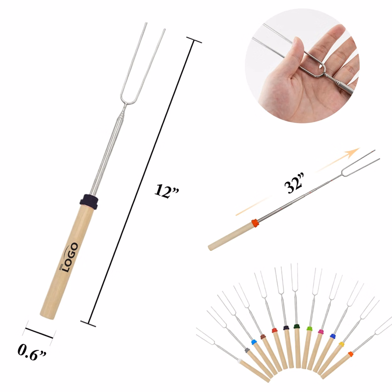 MOQ50 Telescopic Outdoor BBQ Stainless Steel Fork