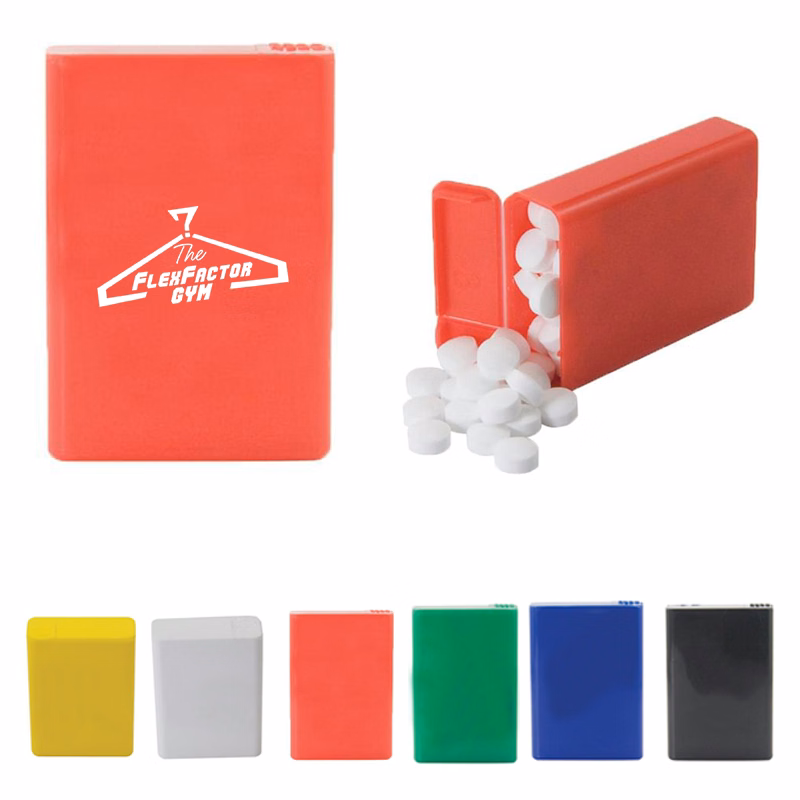 Flip Top Plastic Case with Sugar-Free Mints, Colored Candy