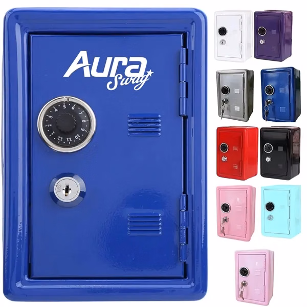 Custom Metal Mini Safe Money Box with Lock & Key — Savings & Security Giveaway