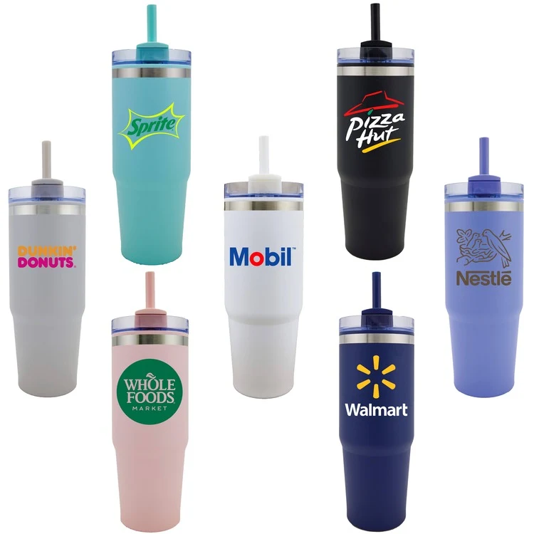 Madison 30 Oz. SS/PP Tumbler w/Straw (Pink) 1