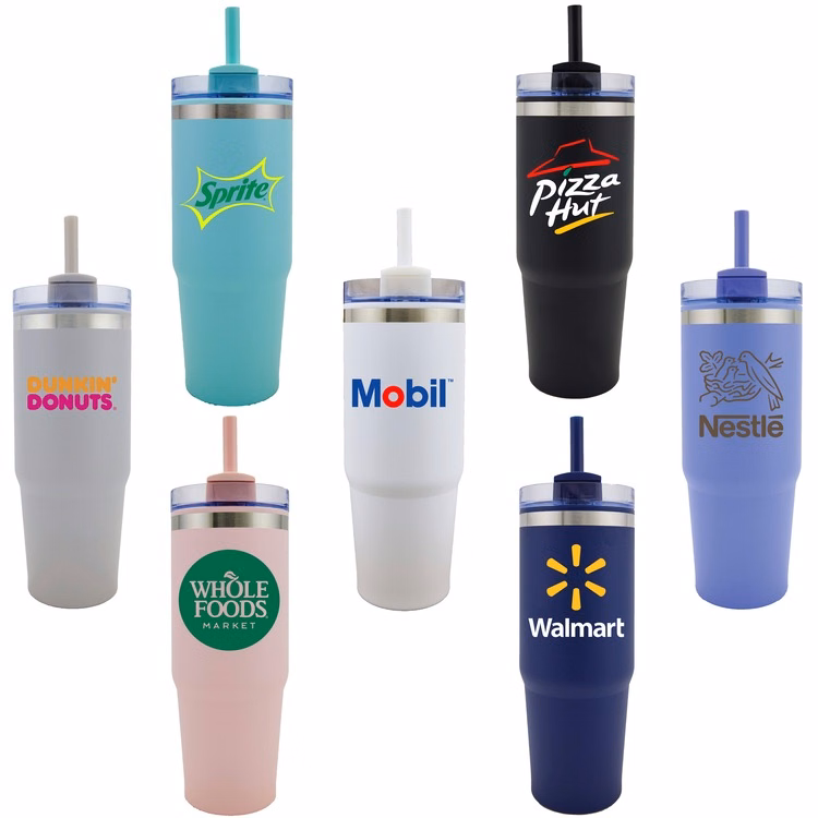 Madison 30 Oz. SS/PP Tumbler w/Straw (Navy Blue)