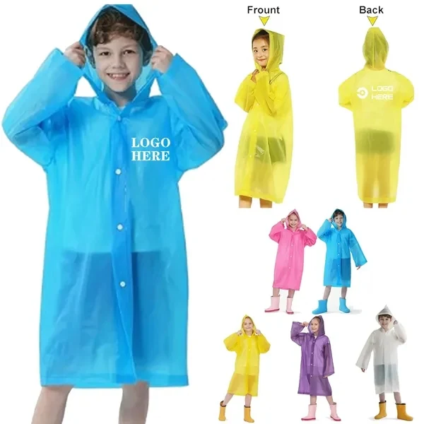 Custom Waterproof PVC Raincoat for Kids with Clear Visor — Age 7-12 School Gear 1