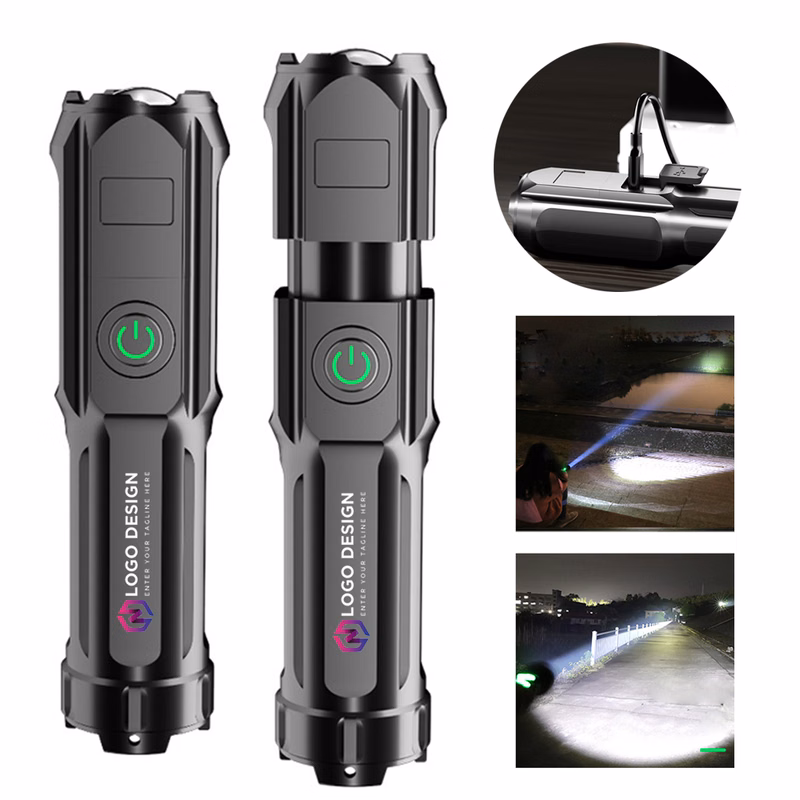 USB DirectCharging and Telescopic Zoom Outdoor Flashlight