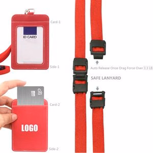 RFID Blocking PU Leather Card Holder with Lanyard