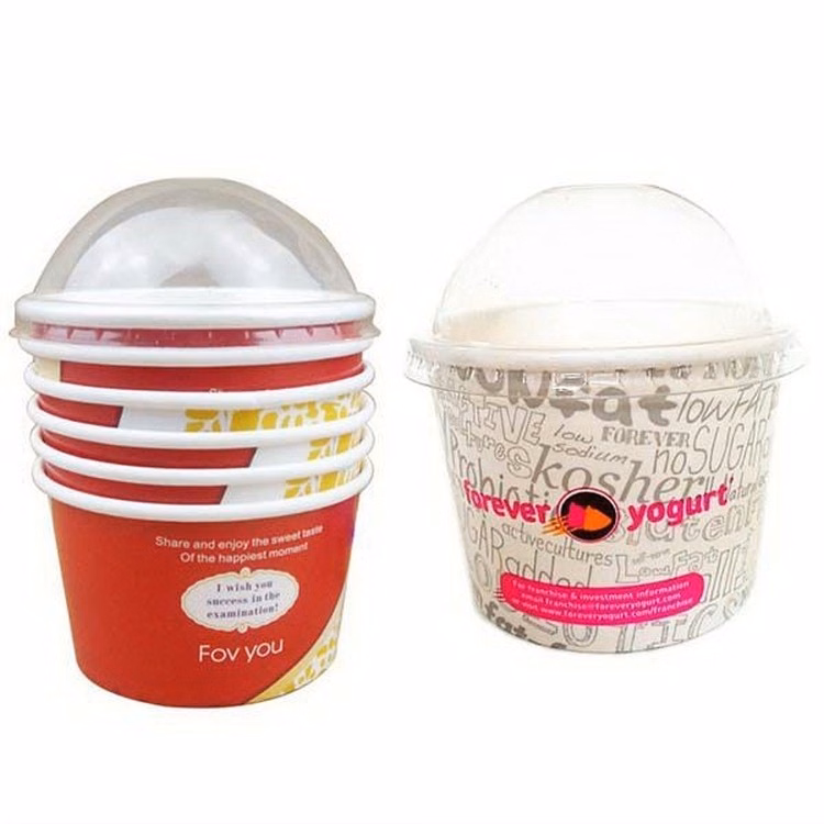 Cream Treat Cup/ 4 Oz. Paper Bowl with Dome Lid