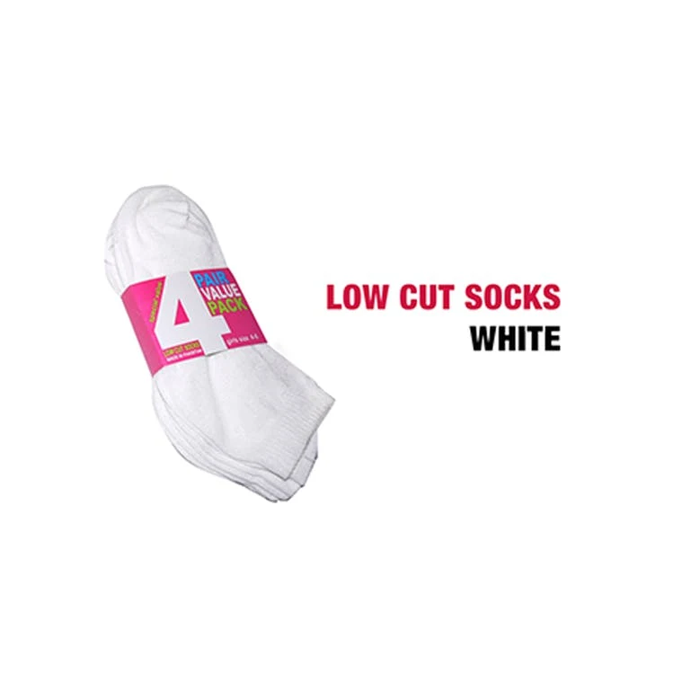 Girl's Low-Cut Socks - 4 Pack White Size 9-11 1