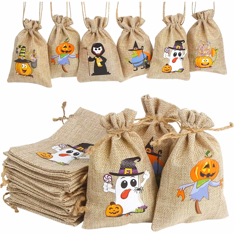 Drawstring Bag Pouch Burlap Favor Halloween Pouch