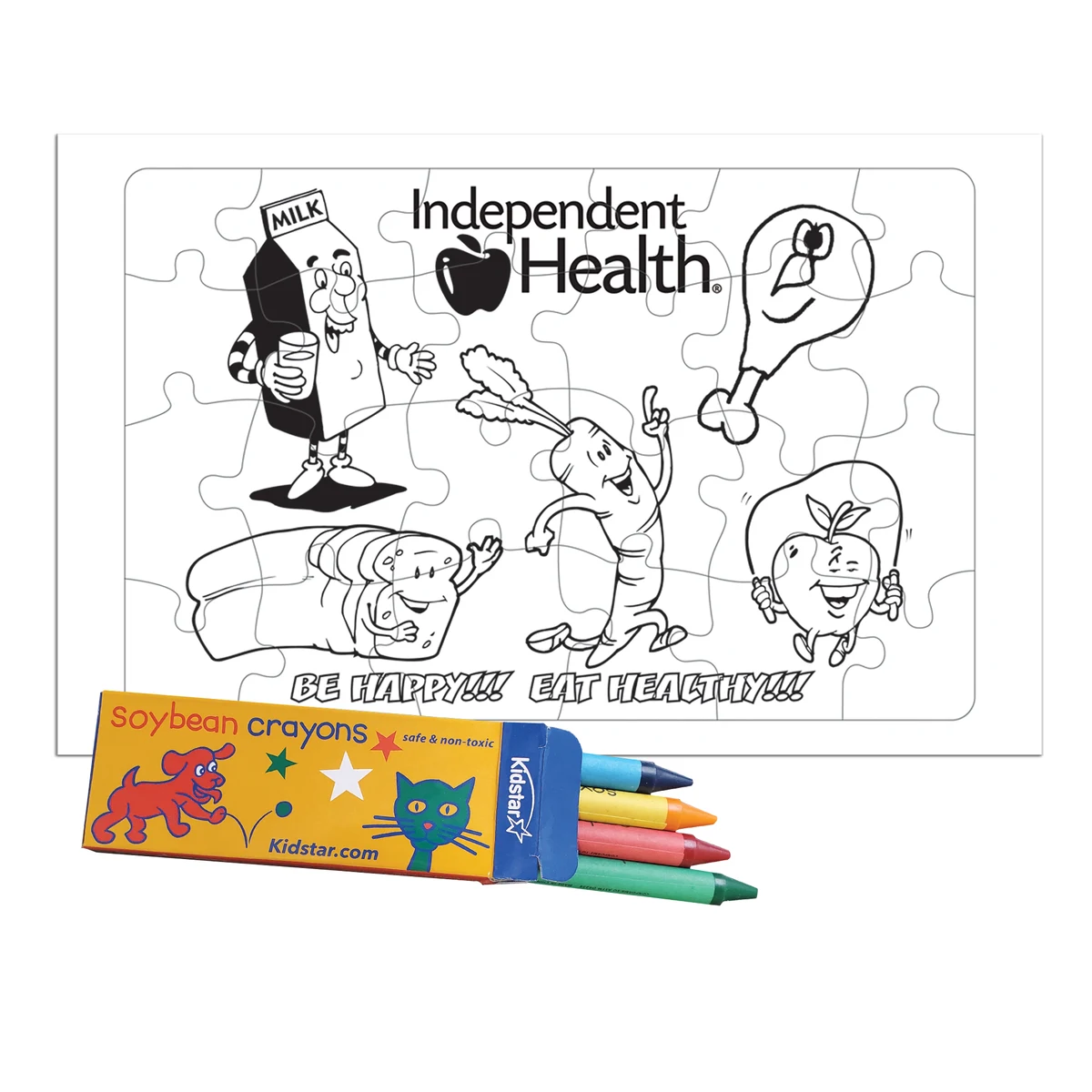 24 Pieces - 10 1/2" x 6 5/8" Coloring Tray Puzzle - Healthy Eating 1