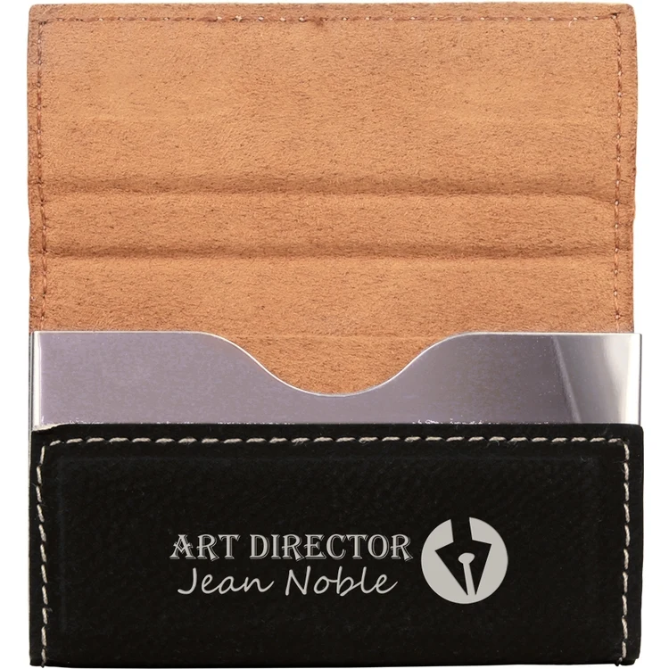Black Hard Leatherette Business Card Holder 1