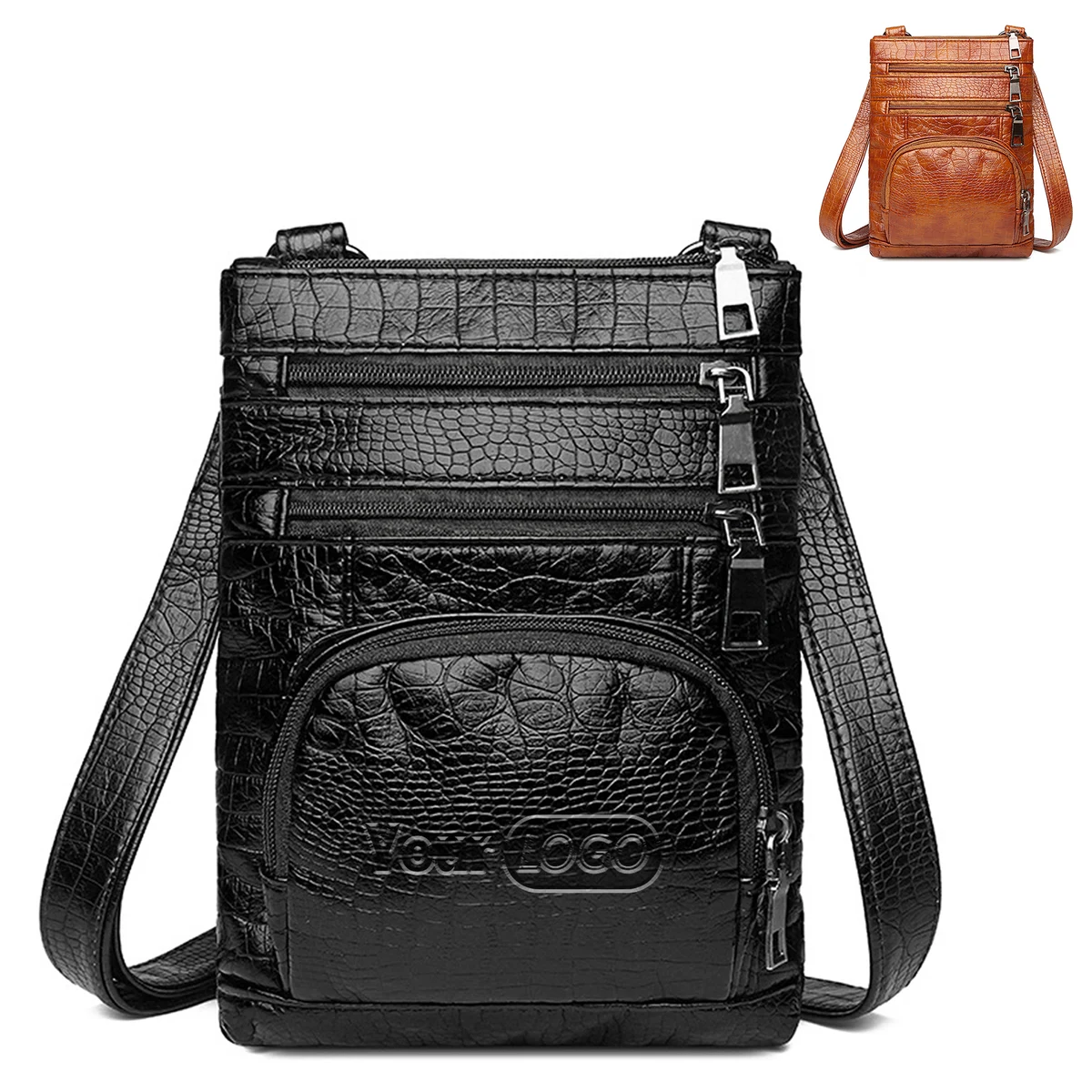 Leather Multi-Pocket Crossbody Bag 1