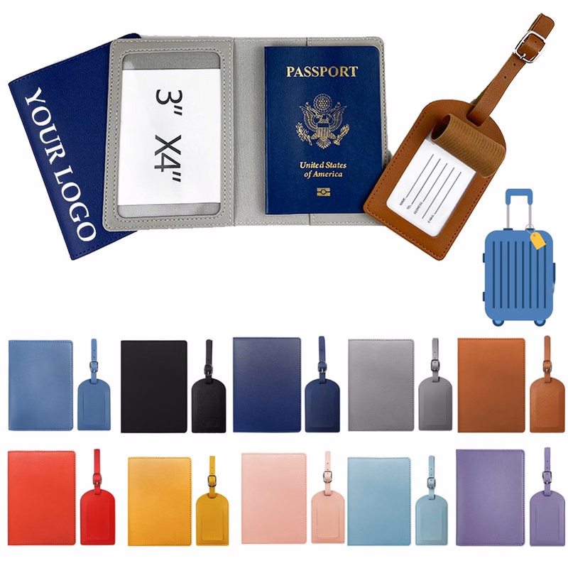 PU Leather Passport Cover Luggage Tag Set