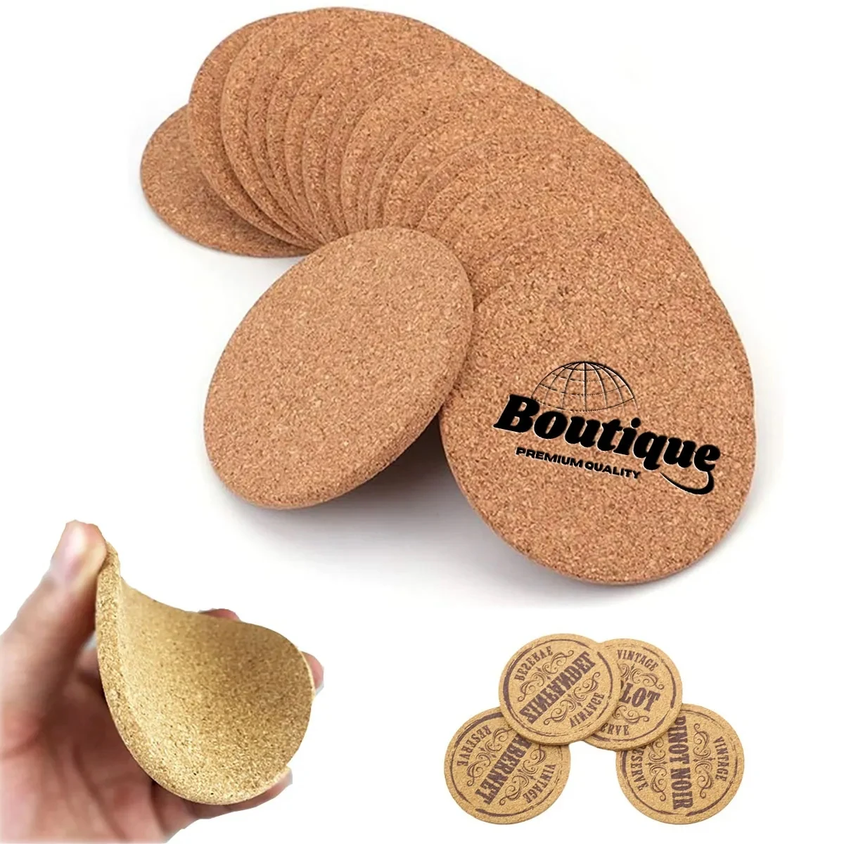 Thick Absorbent Anti-Slip Rustic Cork Coaster 1