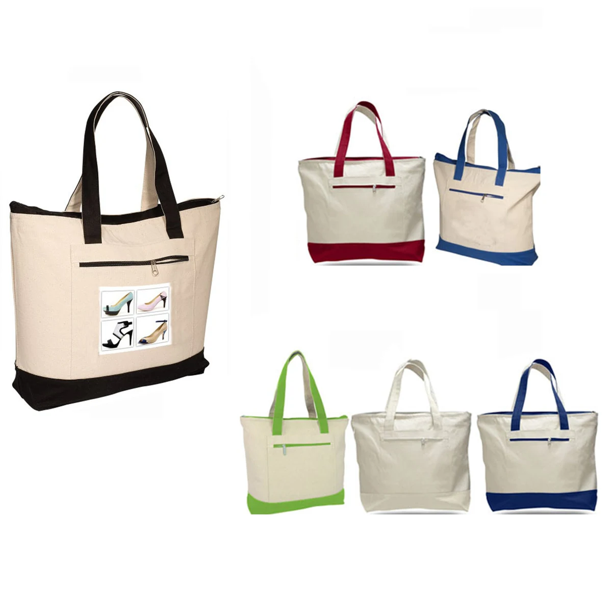 Colorful 12oz Canvas Tote Bag, custom tote bag with logo imprint 1