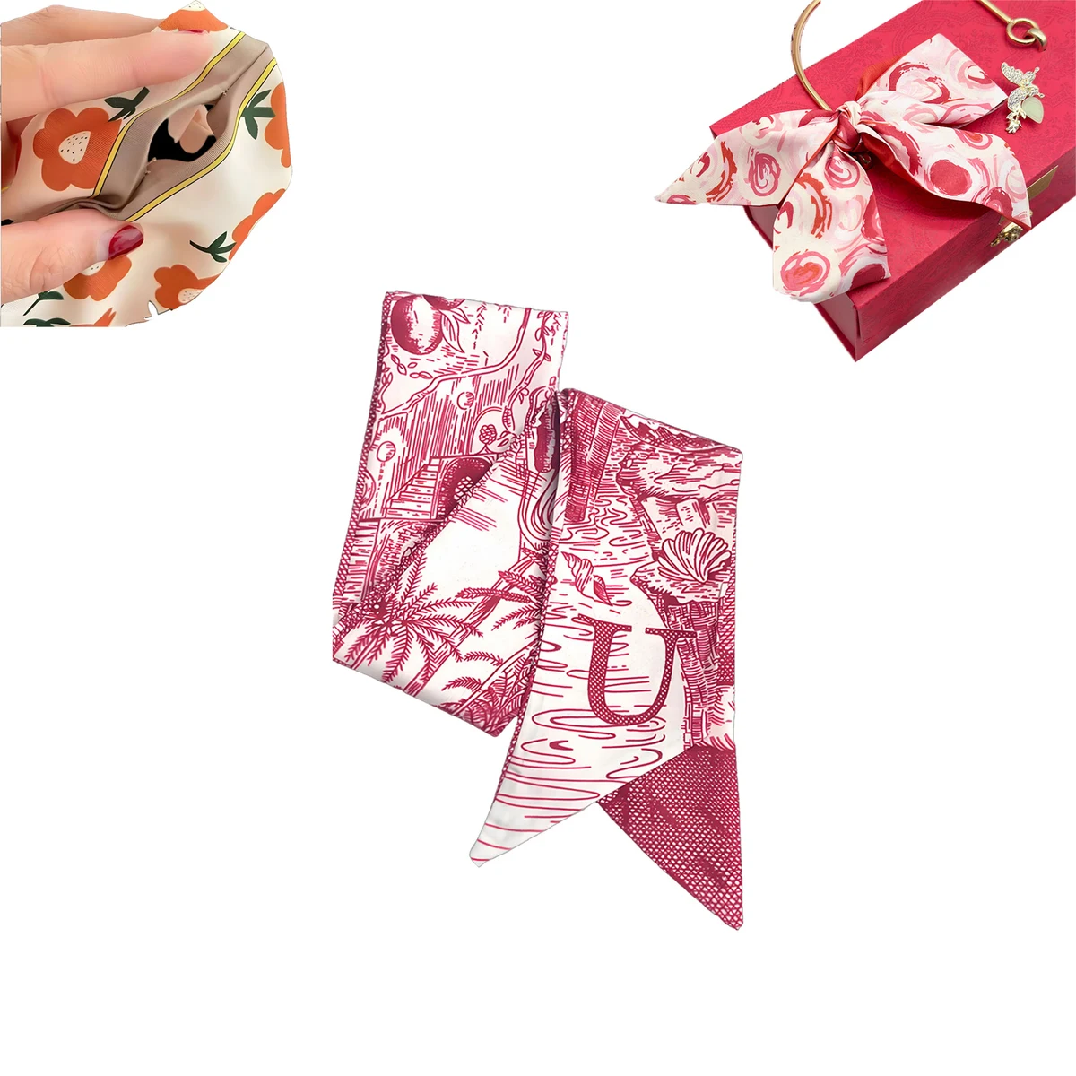 Ribbon Women's Long Scarf, custom women's shirt with logo imprint 1