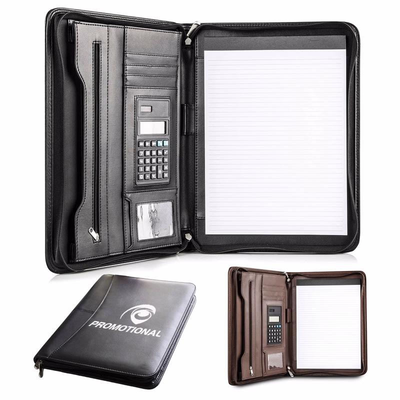 Custom All-in-One Luxury Business Leather Zippered Padfolios