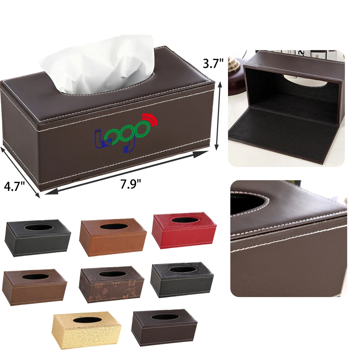 MOQ 50 PCS Stylish PU Leather Tissue Box 1