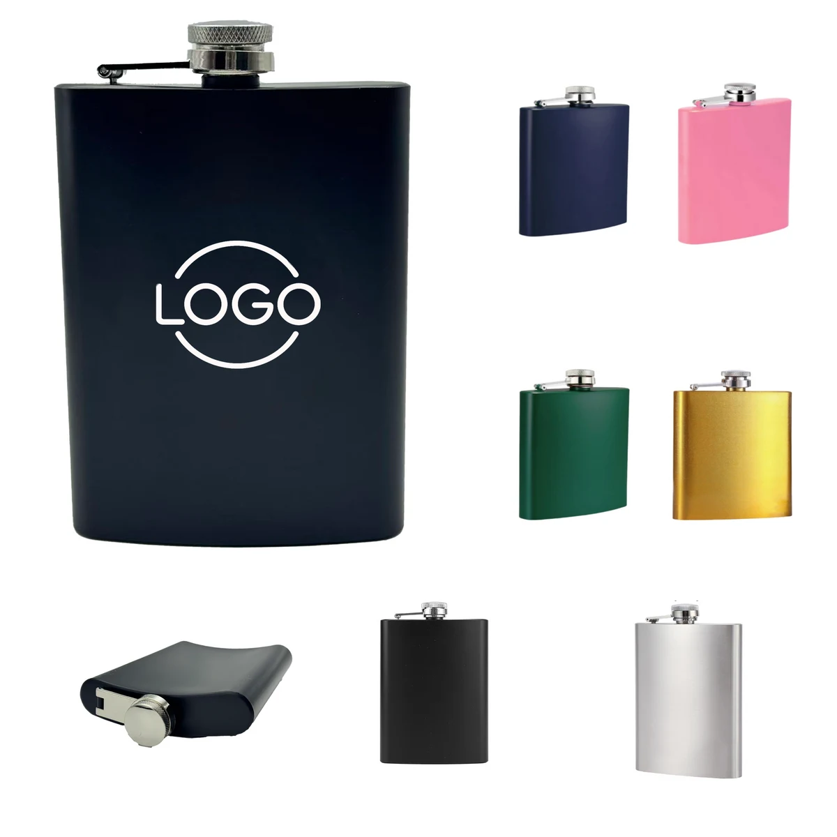 6oz Stainless Steel Pocket Flask, custom water bottle with logo imprint 1