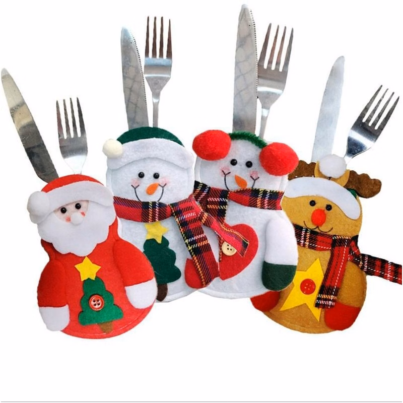 Christmas Snowman Knife Fork Bag Restaurant Decorations