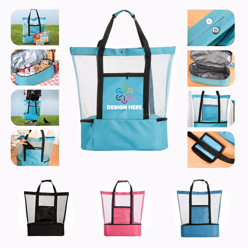 Dual Layer Insulated Beach Tote Cooler Bag