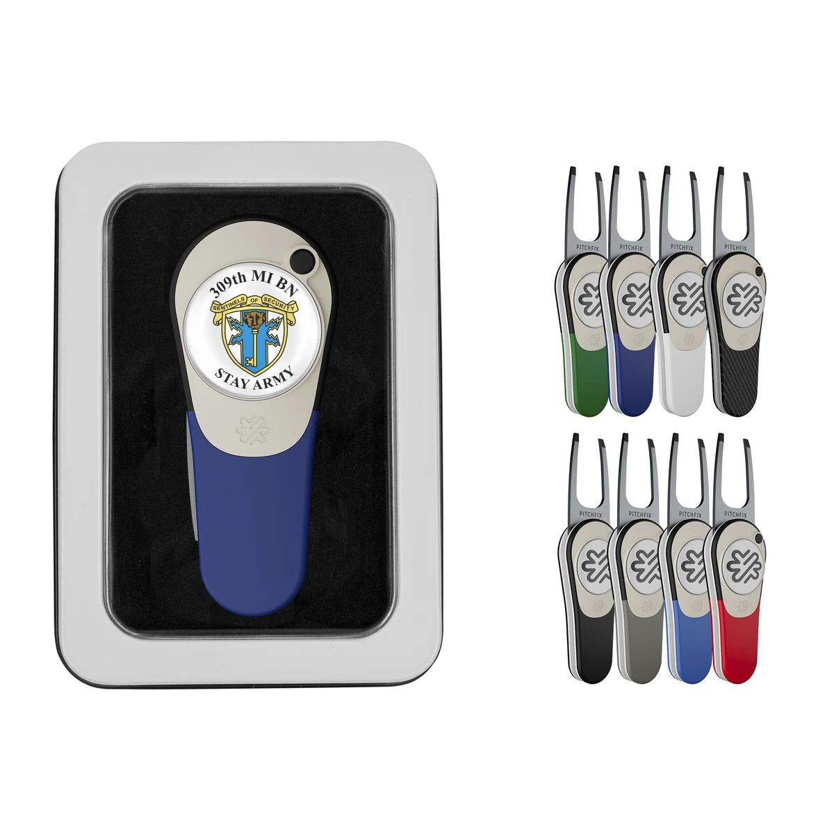Pitchfix Icon Golf Divot Tool in Window Tin 1