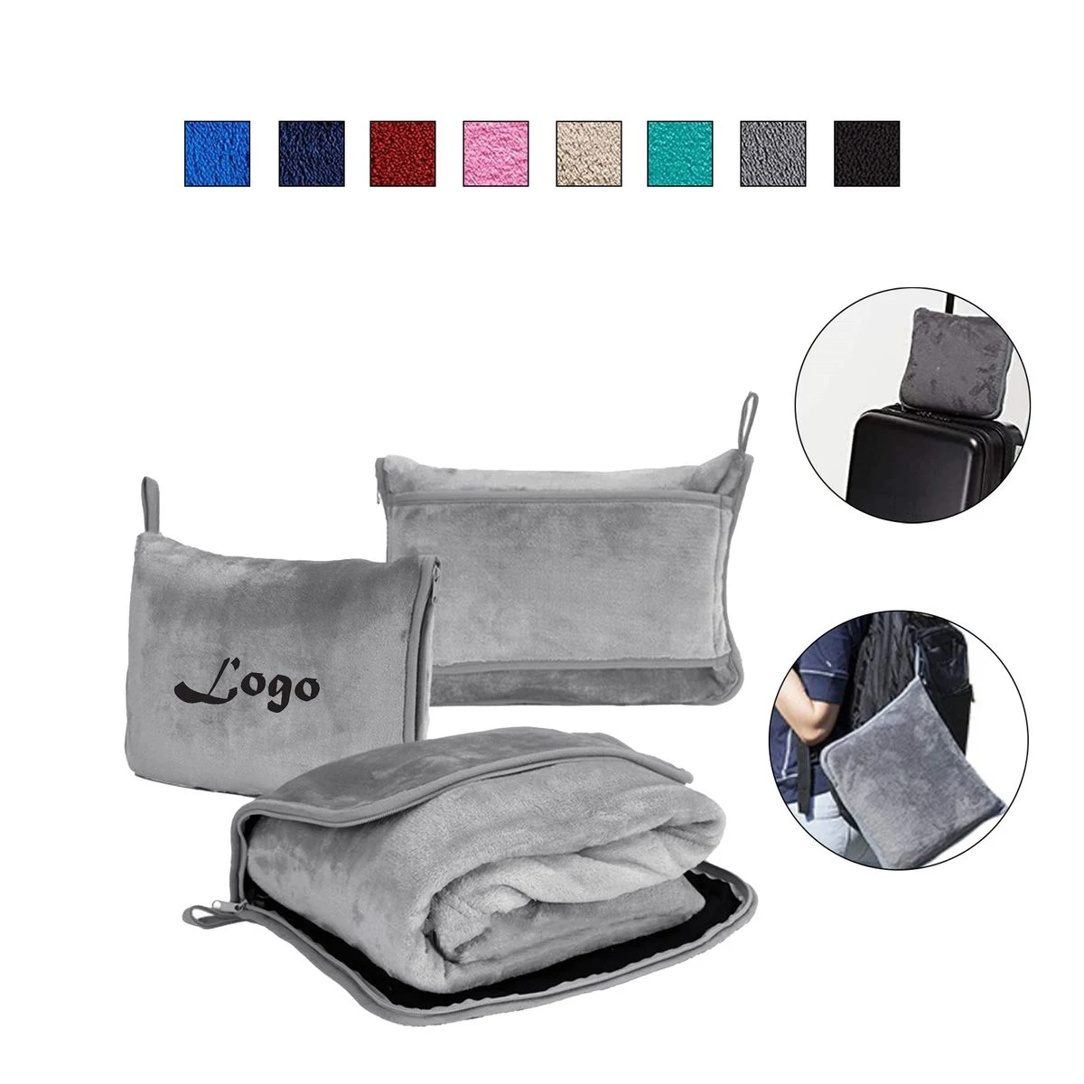 Soft Travel Blanket Attached with Pillow 1