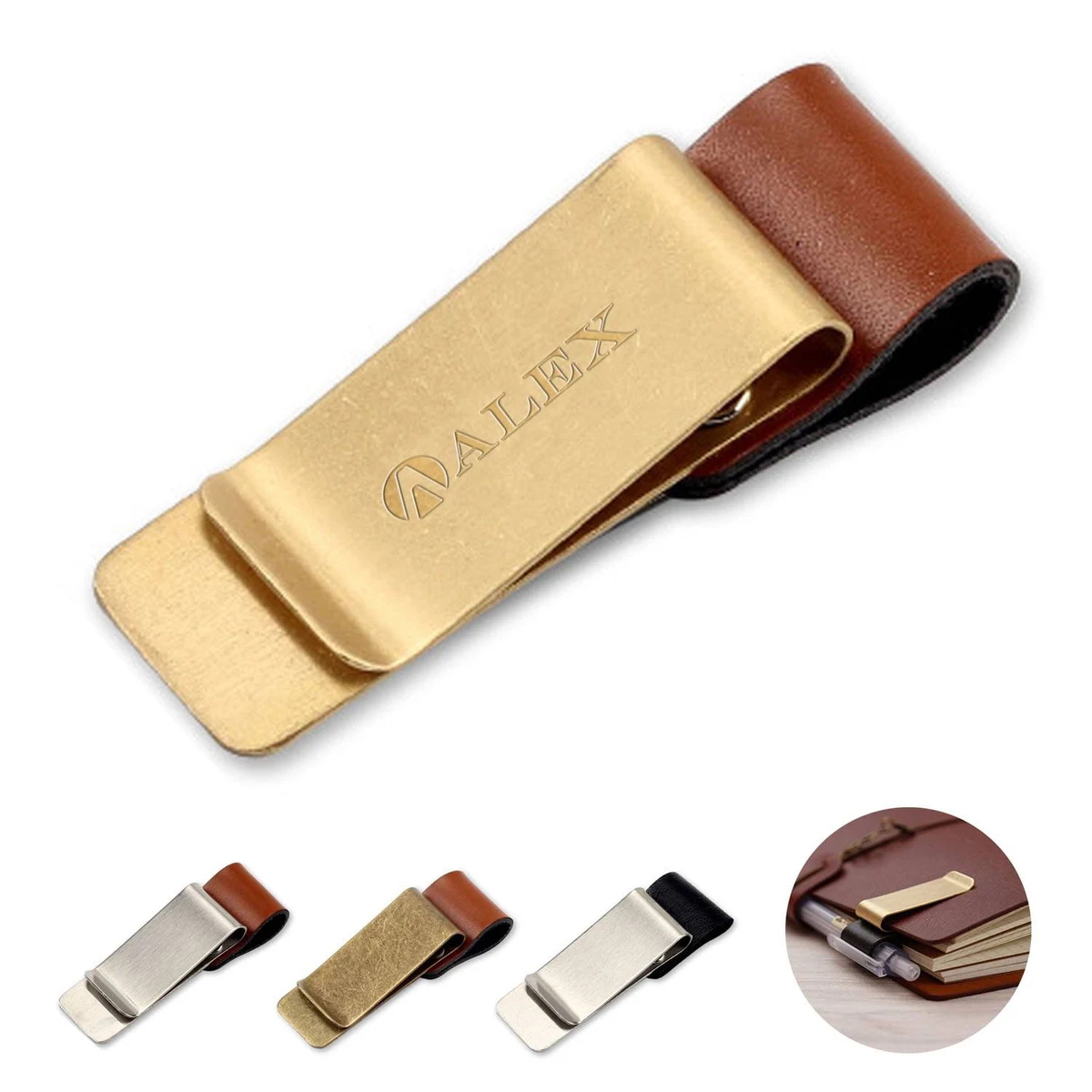 Retro PU Leather Pen Clip for Notebook Planner 1