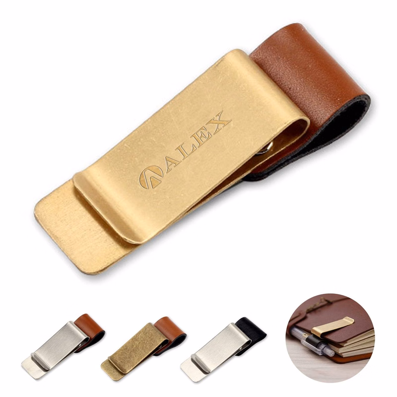 Retro PU Leather Pen Clip for Notebook Planner