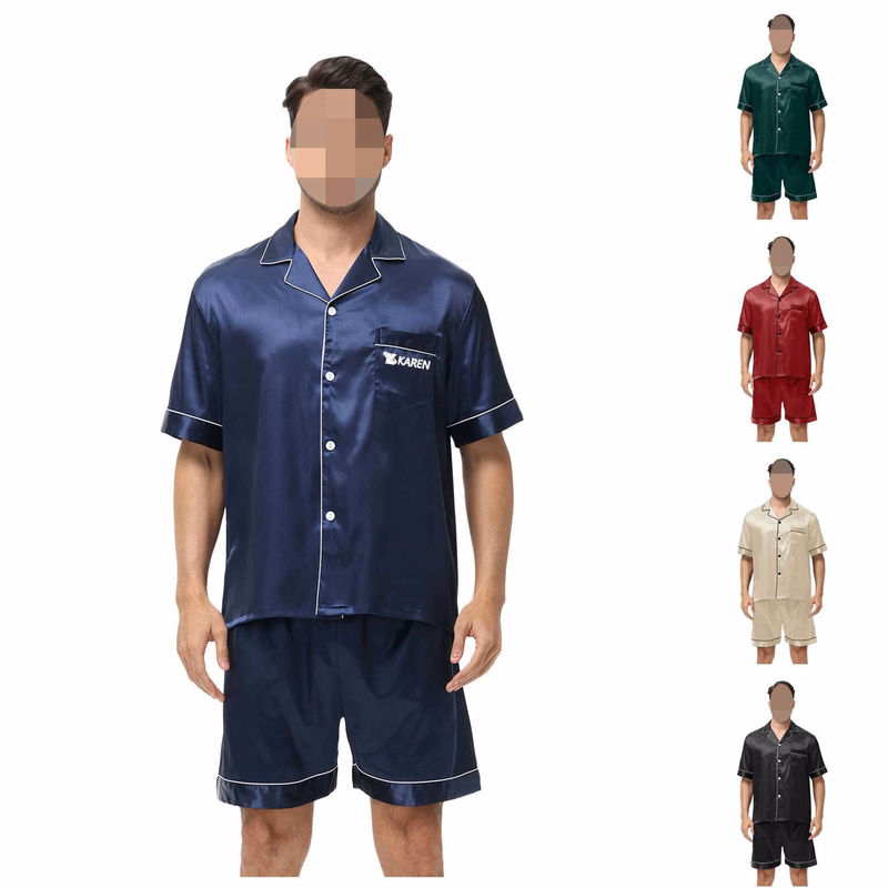 Men's Satin Short Sleeve Pajama Set
