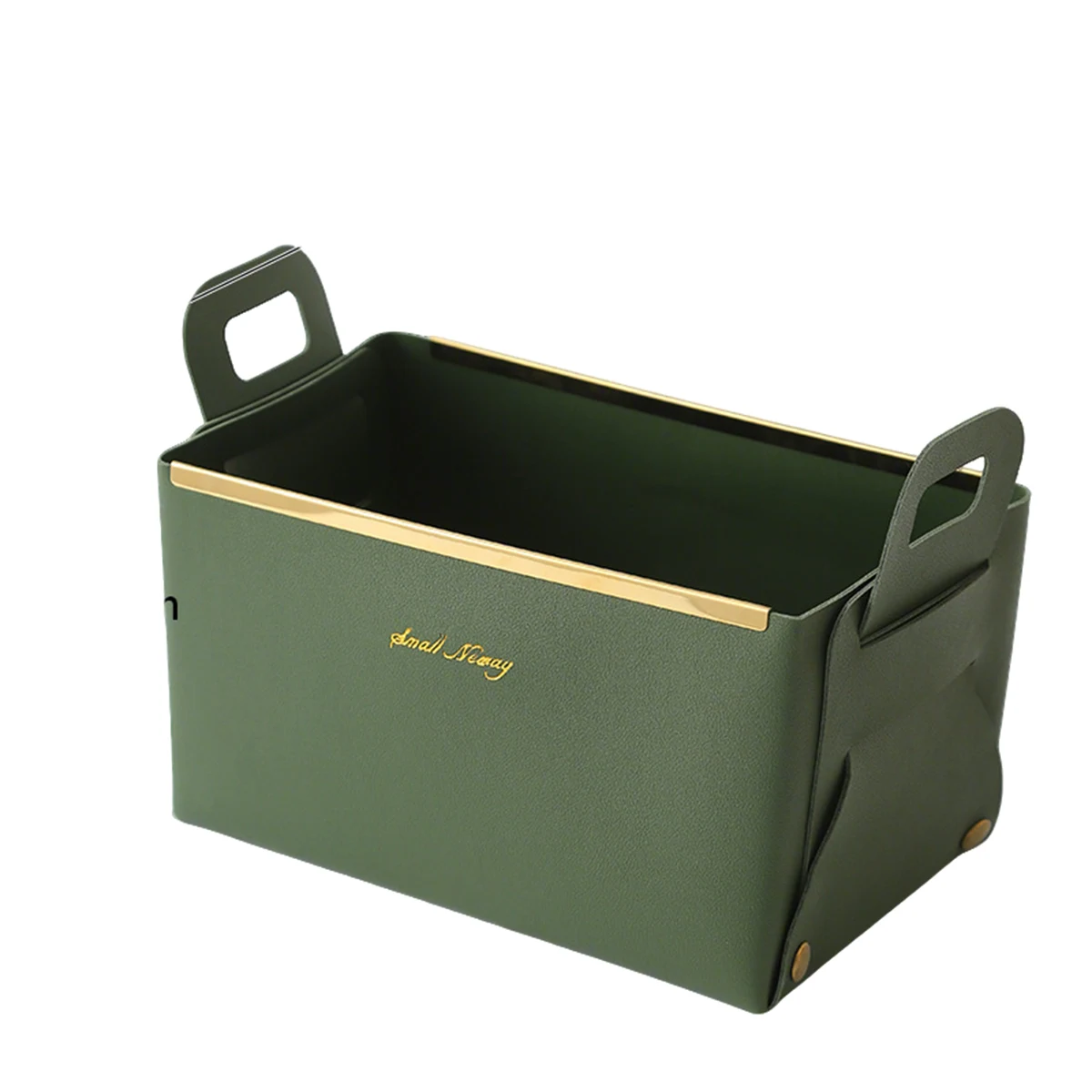 Pu Leather Collapsible Desktop Basket 9" x 5.6" x 5" 1