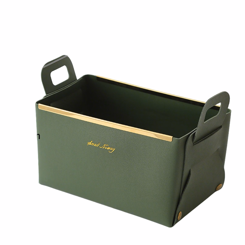 Pu Leather Collapsible Desktop Basket 9" x 5.6" x 5"