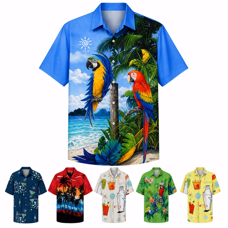 Polyester Printed Tropical Camp Shirt