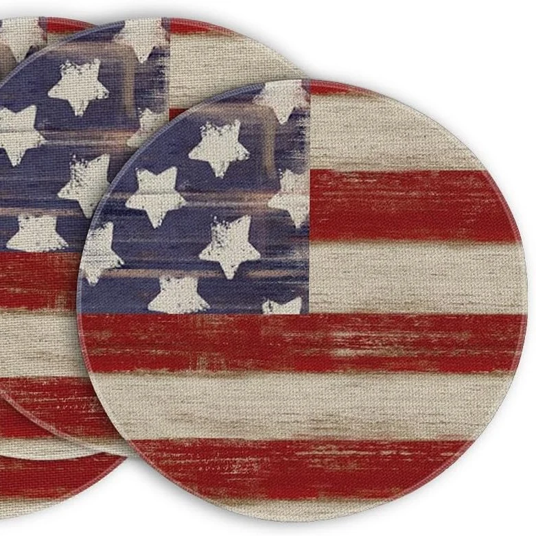 Round Red White Blue Patriotic Independence Table Mats 1