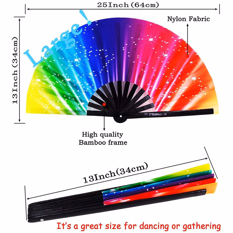 13 Inch Large Bamboo Fan Folding Hand Han