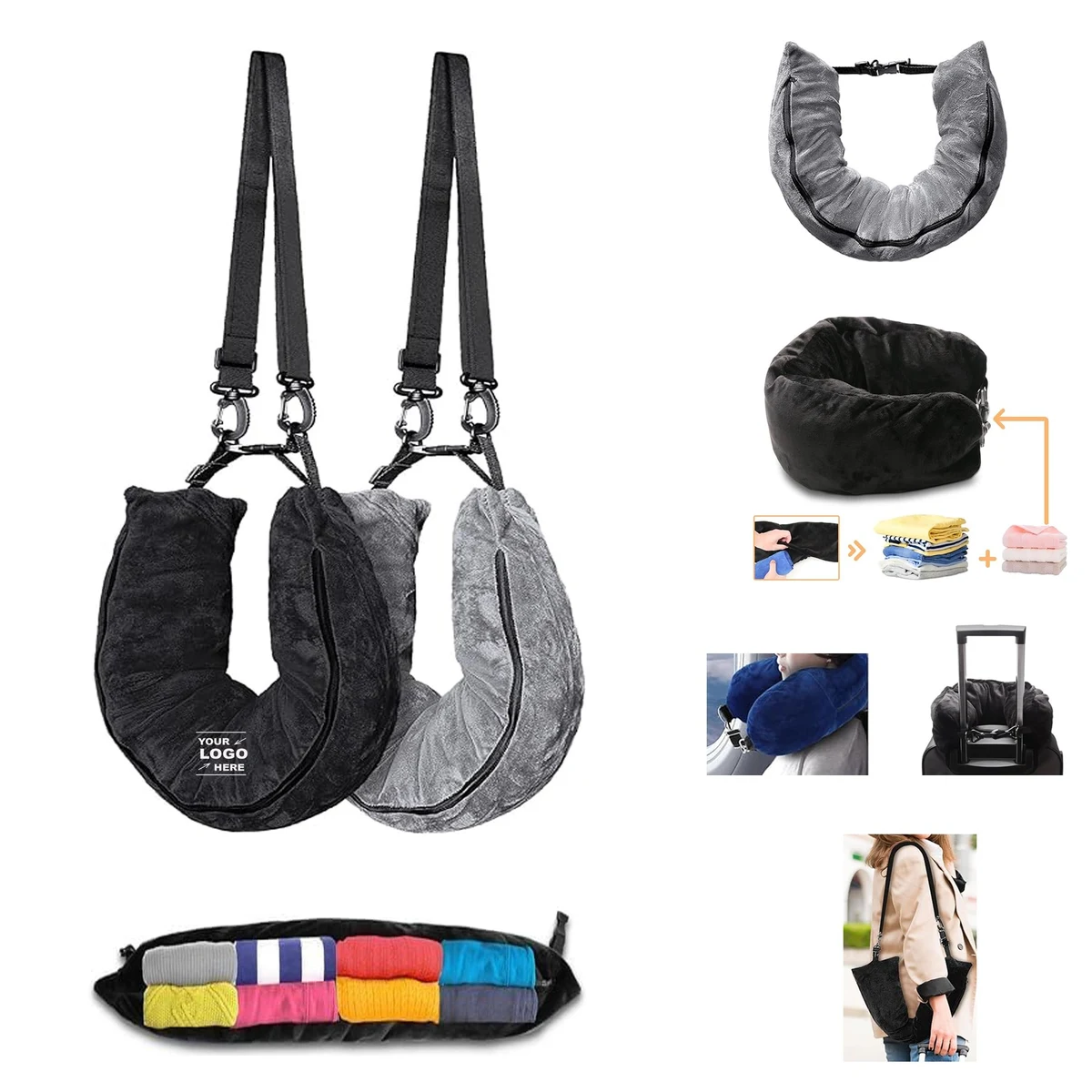Multifunctional Fillable Luggage Neck Pillow 1