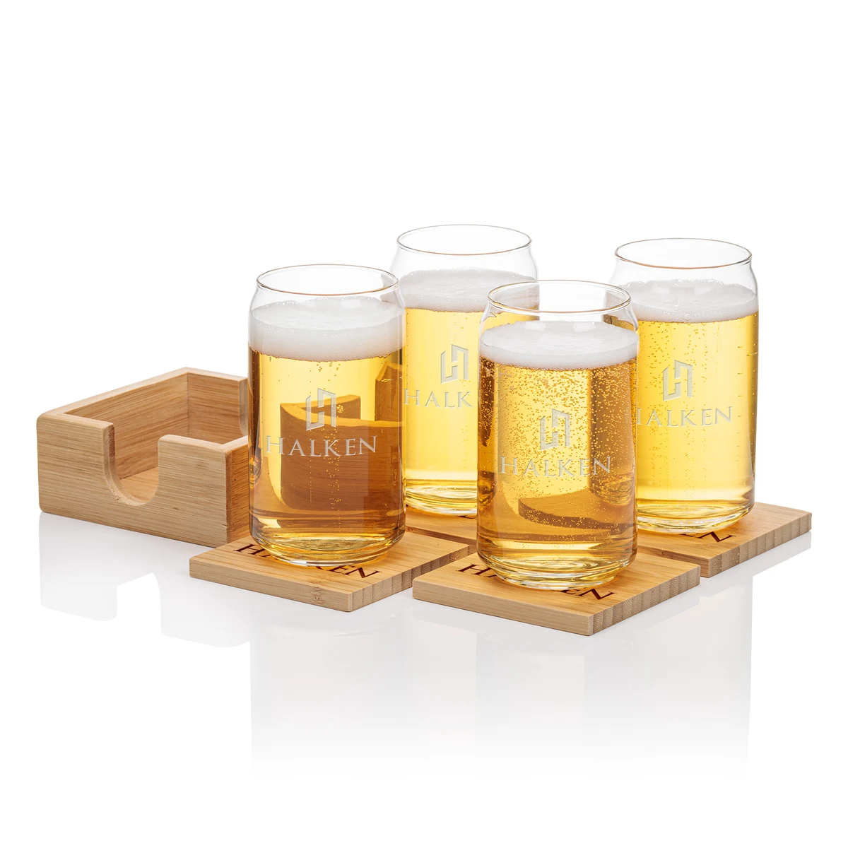 Bamboo Coaster Gift Set - Beer Can 1