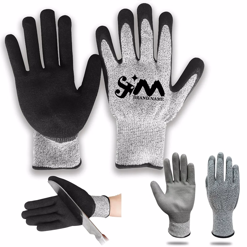 PU Nitrile Coated Cut-Resistant Kitchen Home Work Gloves