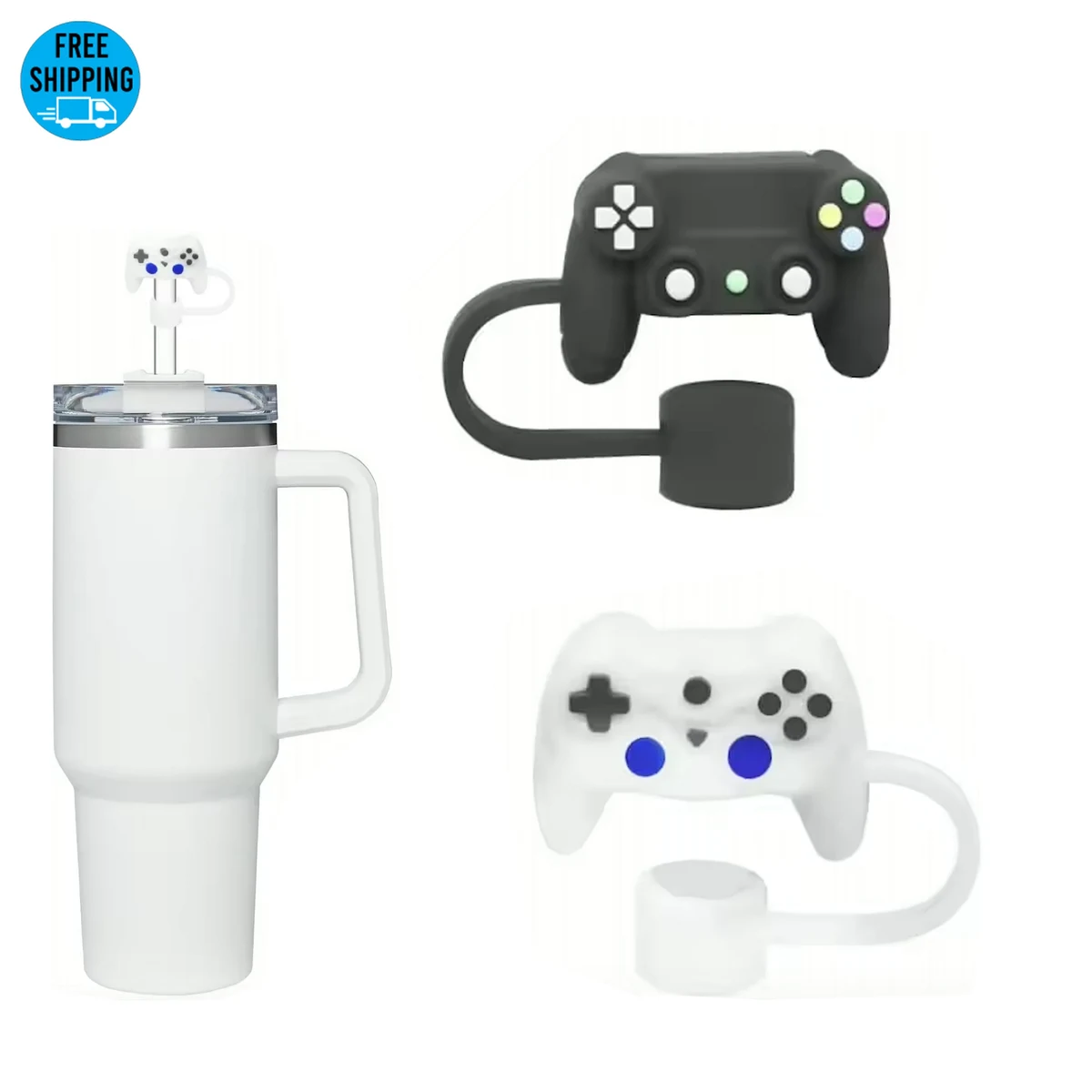Decorative Gamepad Style Straw Caps 1