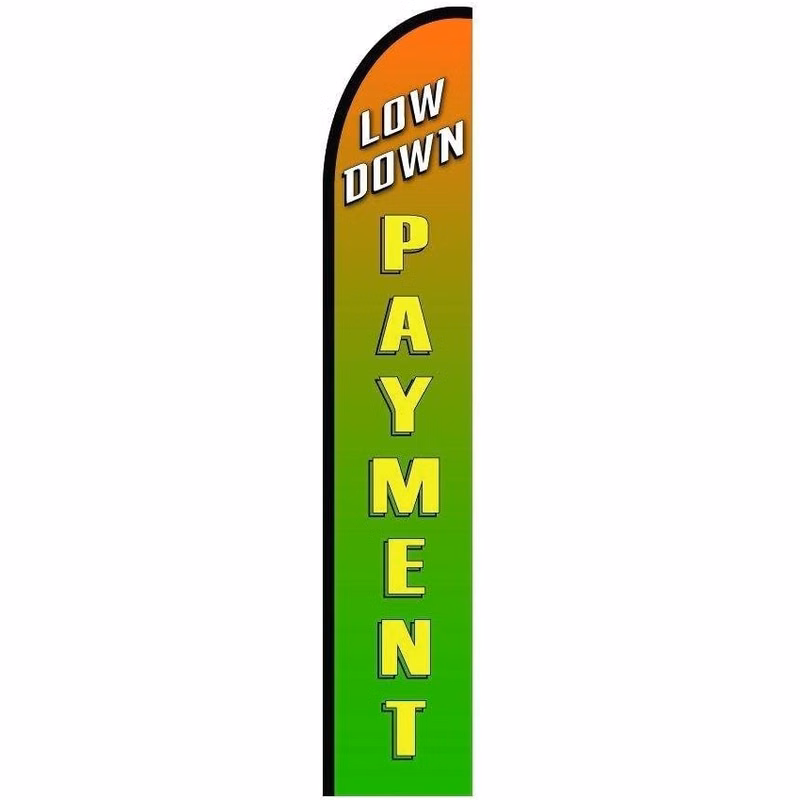 Low Down Payment Flag Kit 15' Feet Feather Flag Sign Outdoor Banner