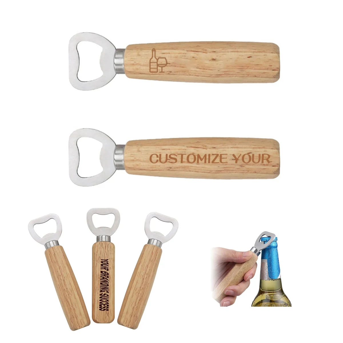 Reuseable Natural Wooden Bottle Opener 1