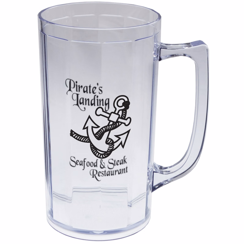 16oz Plastic Fluted Beer Mug with Handle